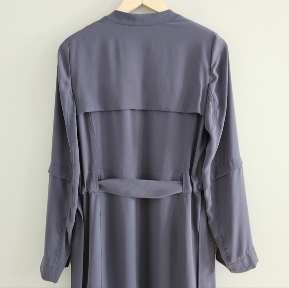 Aritzia Babaton Quincey Draped Trench Jacket Blue Small Classic Quiet Luxury - Picture 6 of 12